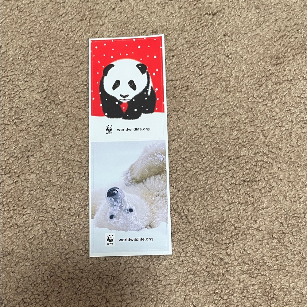 WWF bear tip card and pocket calendar- Red and White